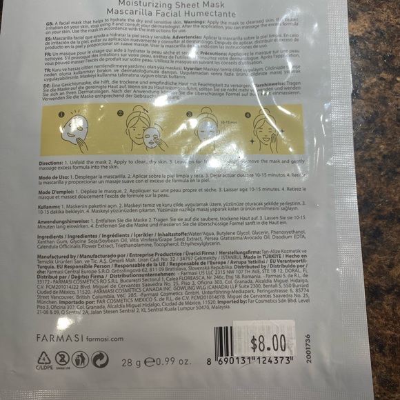 (3)Farmasi Calendula Face Sheet Masks 3 in a bundle - Picture 3 of 3